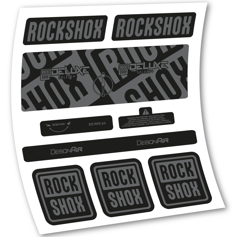Stickers Rock Shox Deluxe Select+ compatibles Autocollants amortisseur VTT