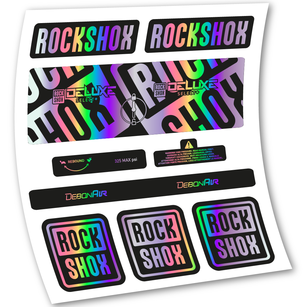 Stickers Rock Shox Deluxe Select+ compatibles Autocollants amortisseur VTT