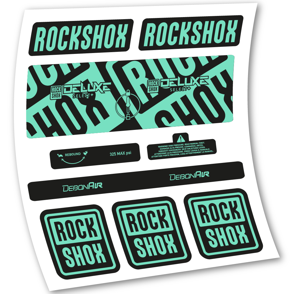 Stickers Rock Shox Deluxe Select+ compatibles Autocollants amortisseur VTT
