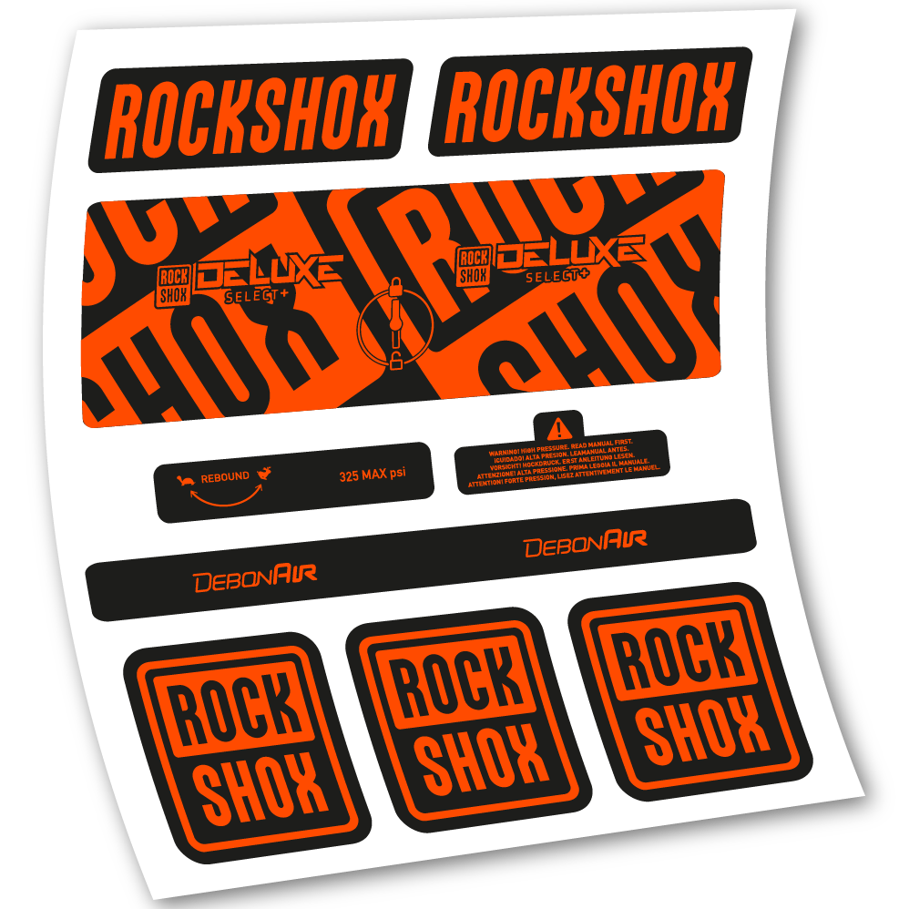 Stickers Rock Shox Deluxe Select+ compatibles Autocollants amortisseur VTT