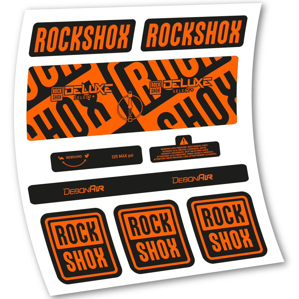 Stickers Rock Shox Deluxe Select+ compatibles Autocollants amortisseur VTT