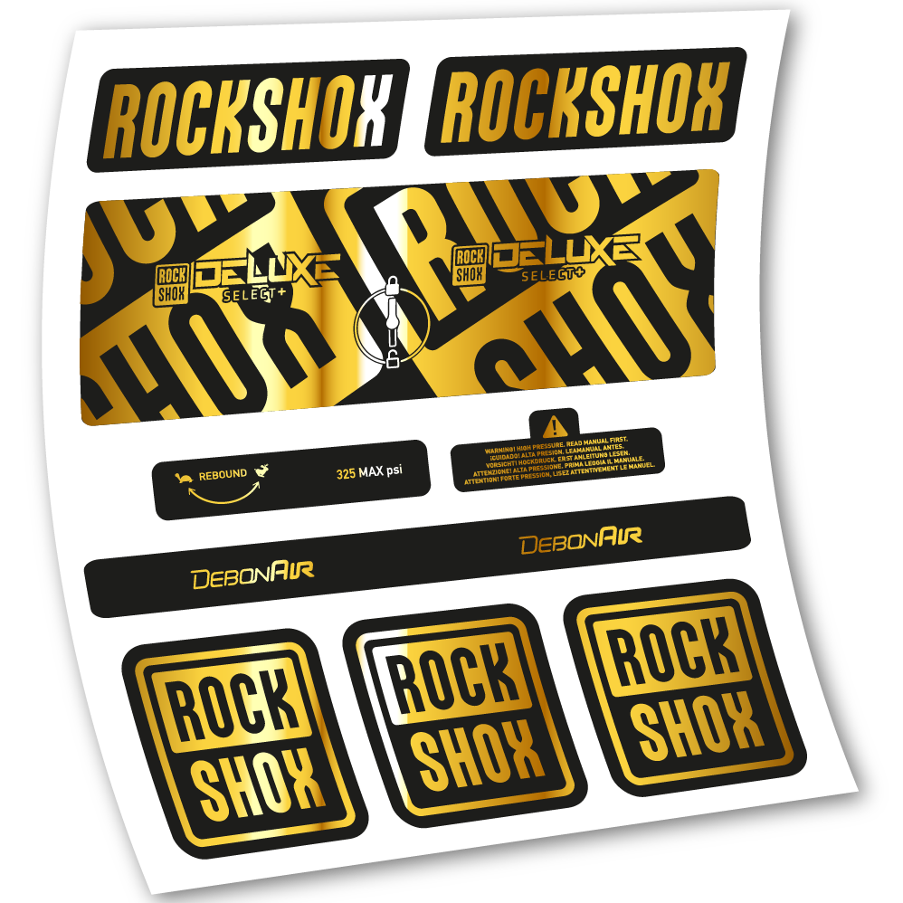 Stickers Rock Shox Deluxe Select+ compatibles Autocollants amortisseur VTT
