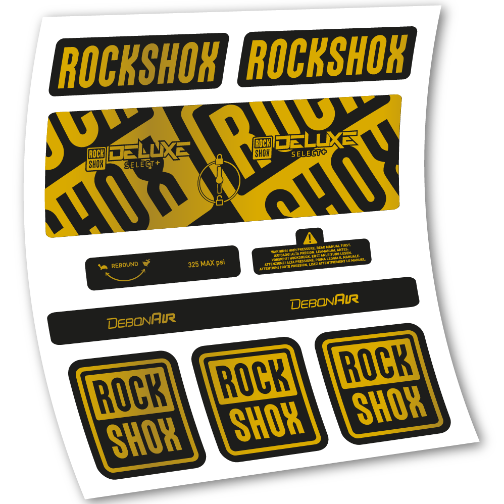Stickers Rock Shox Deluxe Select+ compatibles Autocollants amortisseur VTT
