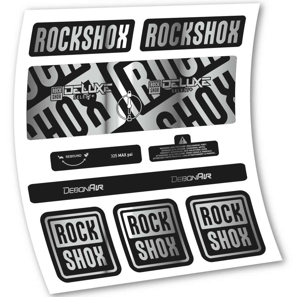 Stickers Rock Shox Deluxe Select+ compatibles Autocollants amortisseur VTT