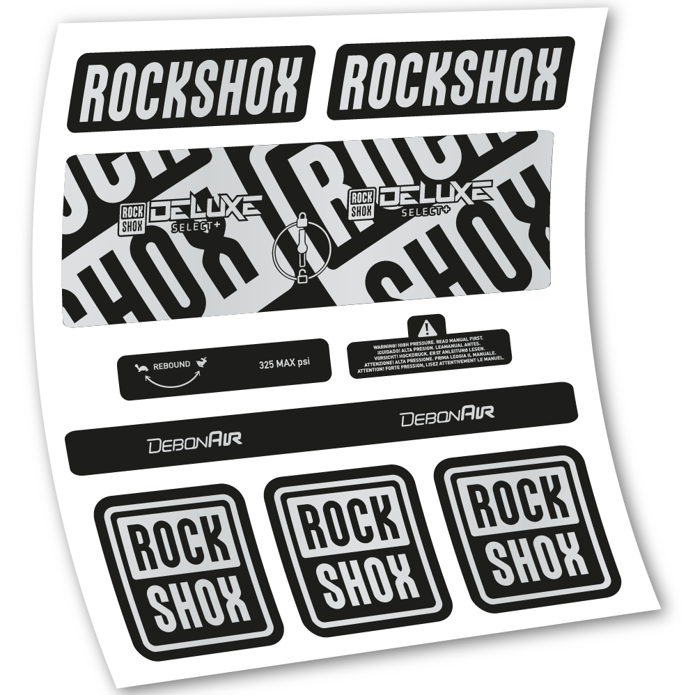 Stickers Rock Shox Deluxe Select+ compatibles Autocollants amortisseur VTT