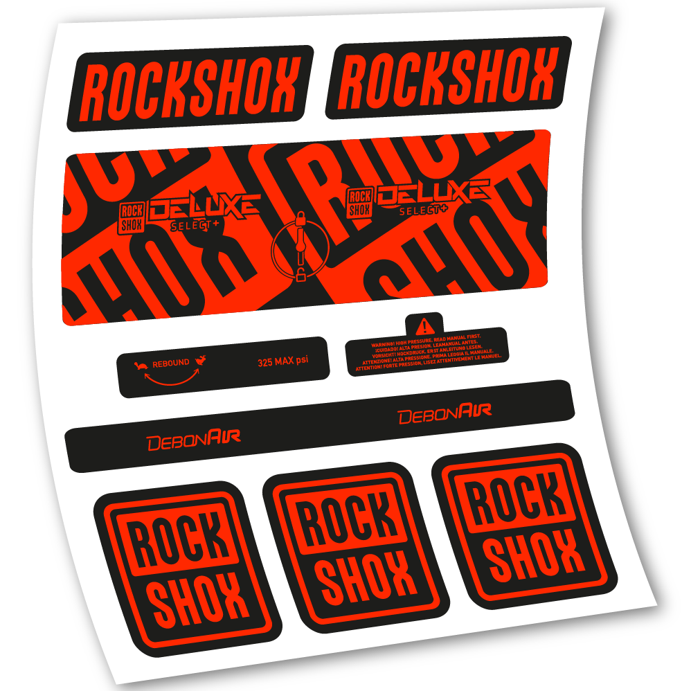 Stickers Rock Shox Deluxe Select+ compatibles Autocollants amortisseur VTT