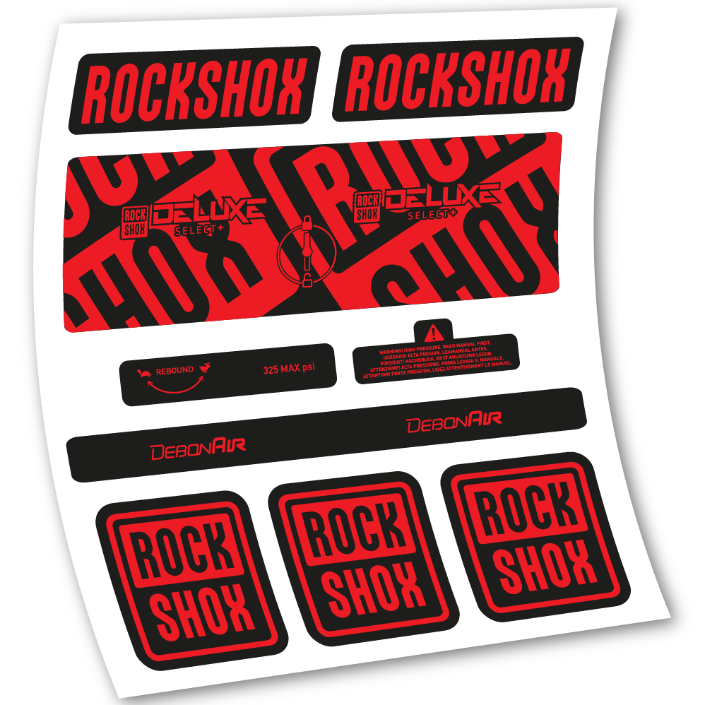 Stickers Rock Shox Deluxe Select+ compatibles Autocollants amortisseur VTT