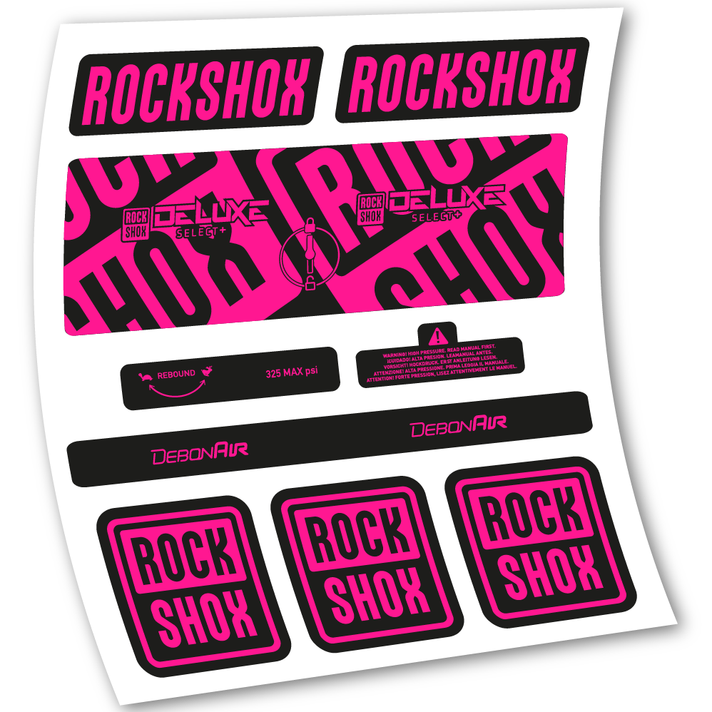 Stickers Rock Shox Deluxe Select+ compatibles Autocollants amortisseur VTT