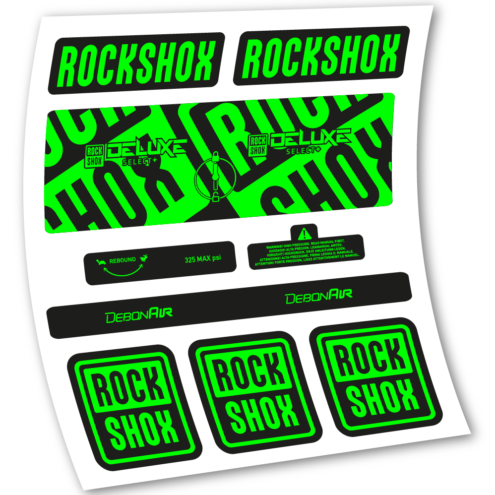 Stickers Rock Shox Deluxe Select+ compatibles Autocollants amortisseur VTT