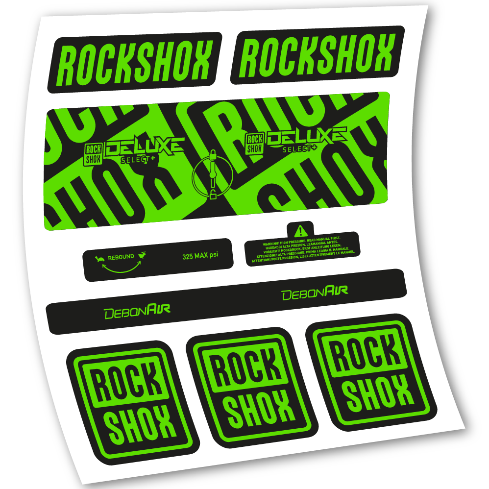Stickers Rock Shox Deluxe Select+ compatibles Autocollants amortisseur VTT