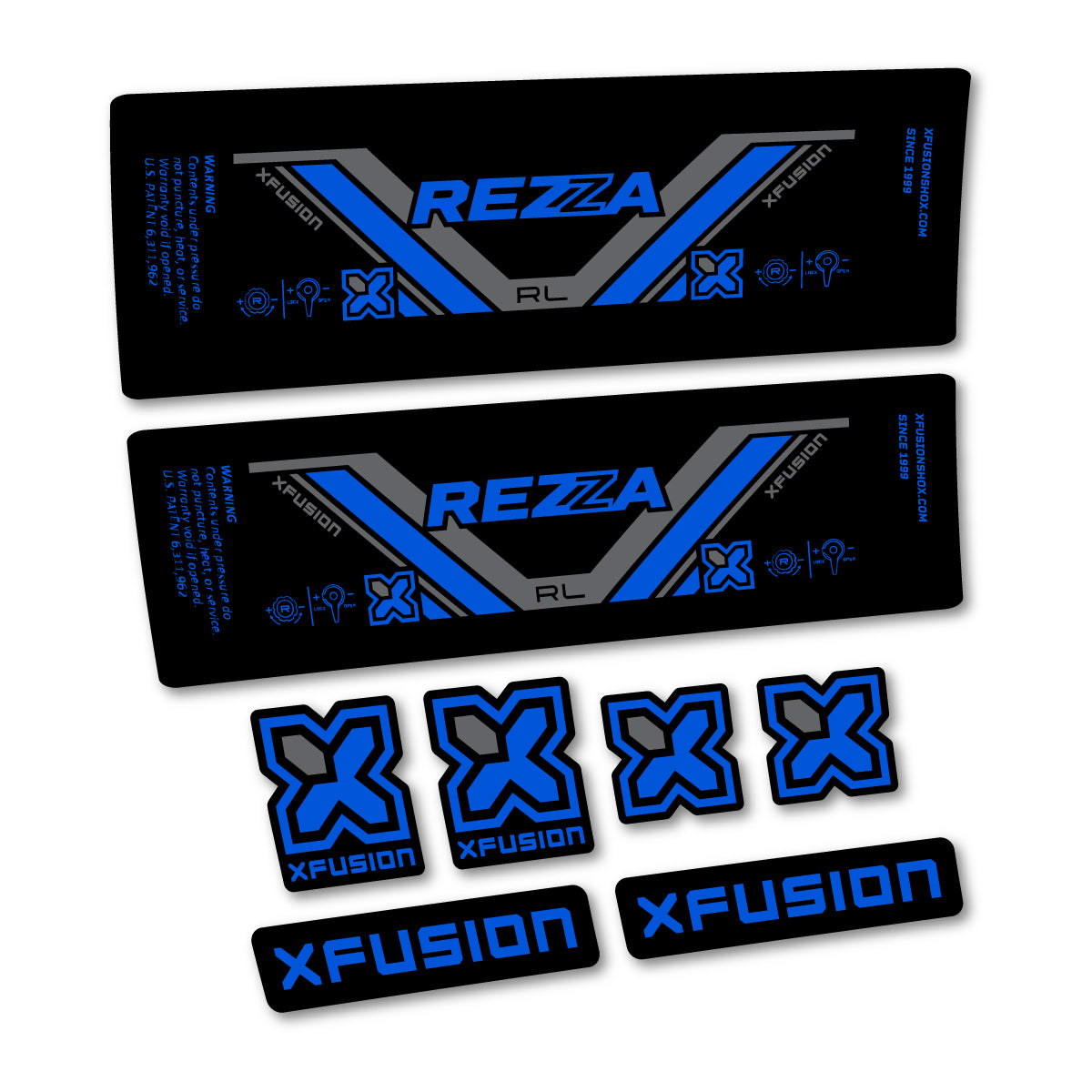 Stickers compatibles Xfusion Rezza RL 2026 pour amortisseur – autocollants vinyle - Bleu Mer