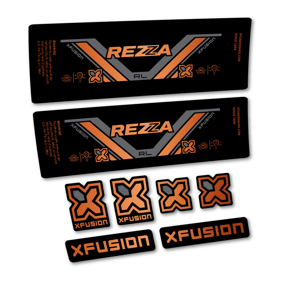 Stickers compatibles Xfusion Rezza RL 2026 pour amortisseur – autocollants vinyle - Bronze