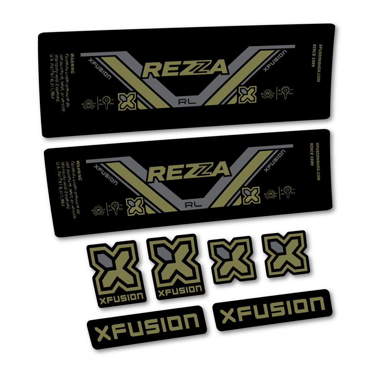 Stickers compatibles Xfusion Rezza RL 2026 pour amortisseur – autocollants vinyle - Kaki