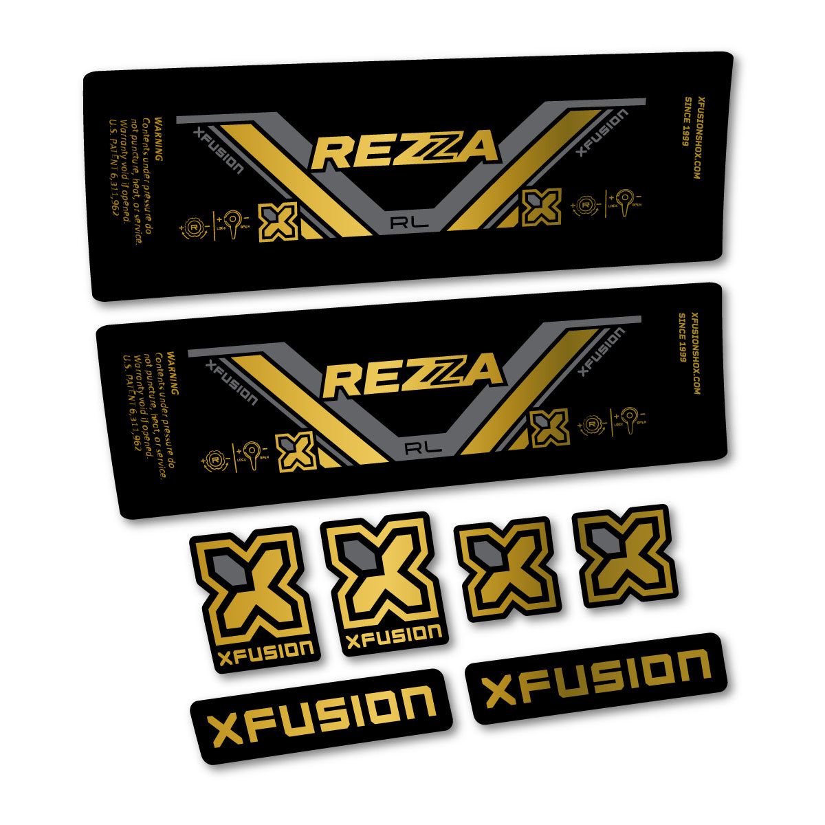 Stickers compatibles Xfusion Rezza RL 2026 pour amortisseur – autocollants vinyle - Or
