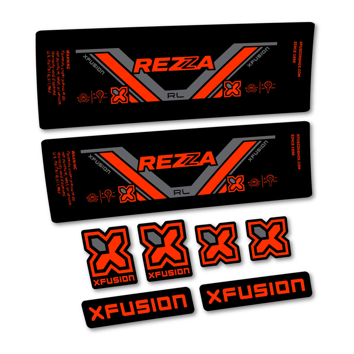 Stickers compatibles Xfusion Rezza RL 2026 pour amortisseur – autocollants vinyle - Orange KTM