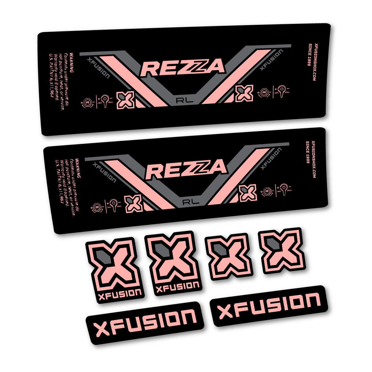 Stickers compatibles Xfusion Rezza RL 2026 pour amortisseur – autocollants vinyle - Rose Saumon