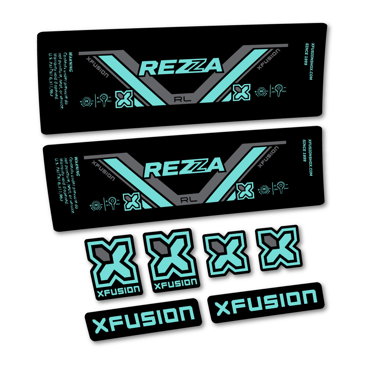 Stickers compatibles Xfusion Rezza RL 2026 pour amortisseur – autocollants vinyle - Turquoise Clair
