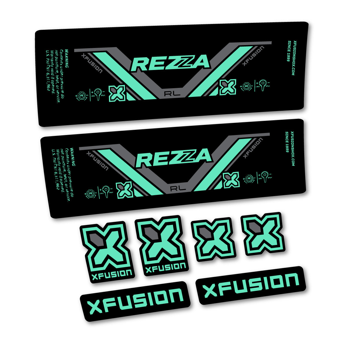 Stickers compatibles Xfusion Rezza RL 2026 pour amortisseur – autocollants vinyle - Vert Menthe