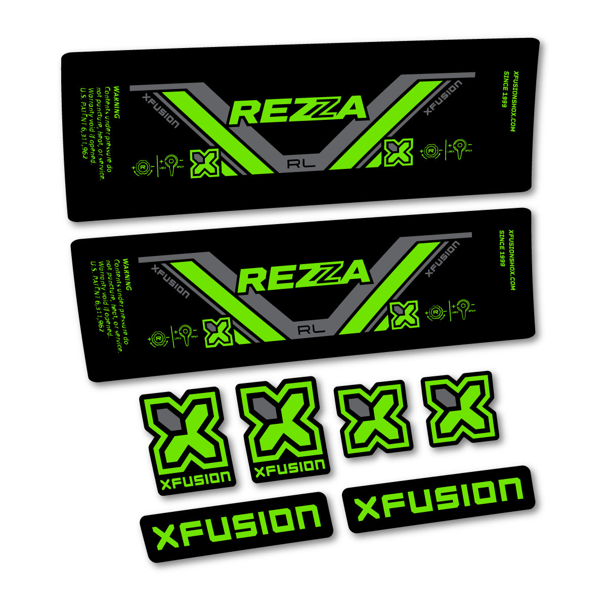 Stickers compatibles Xfusion Rezza RL 2026 pour amortisseur – autocollants vinyle - Vert Pistache