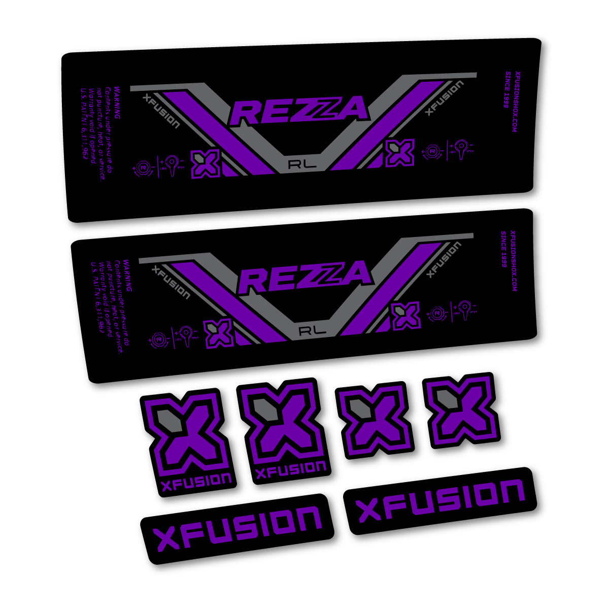 Stickers compatibles Xfusion Rezza RL 2026 pour amortisseur – autocollants vinyle - Violet
