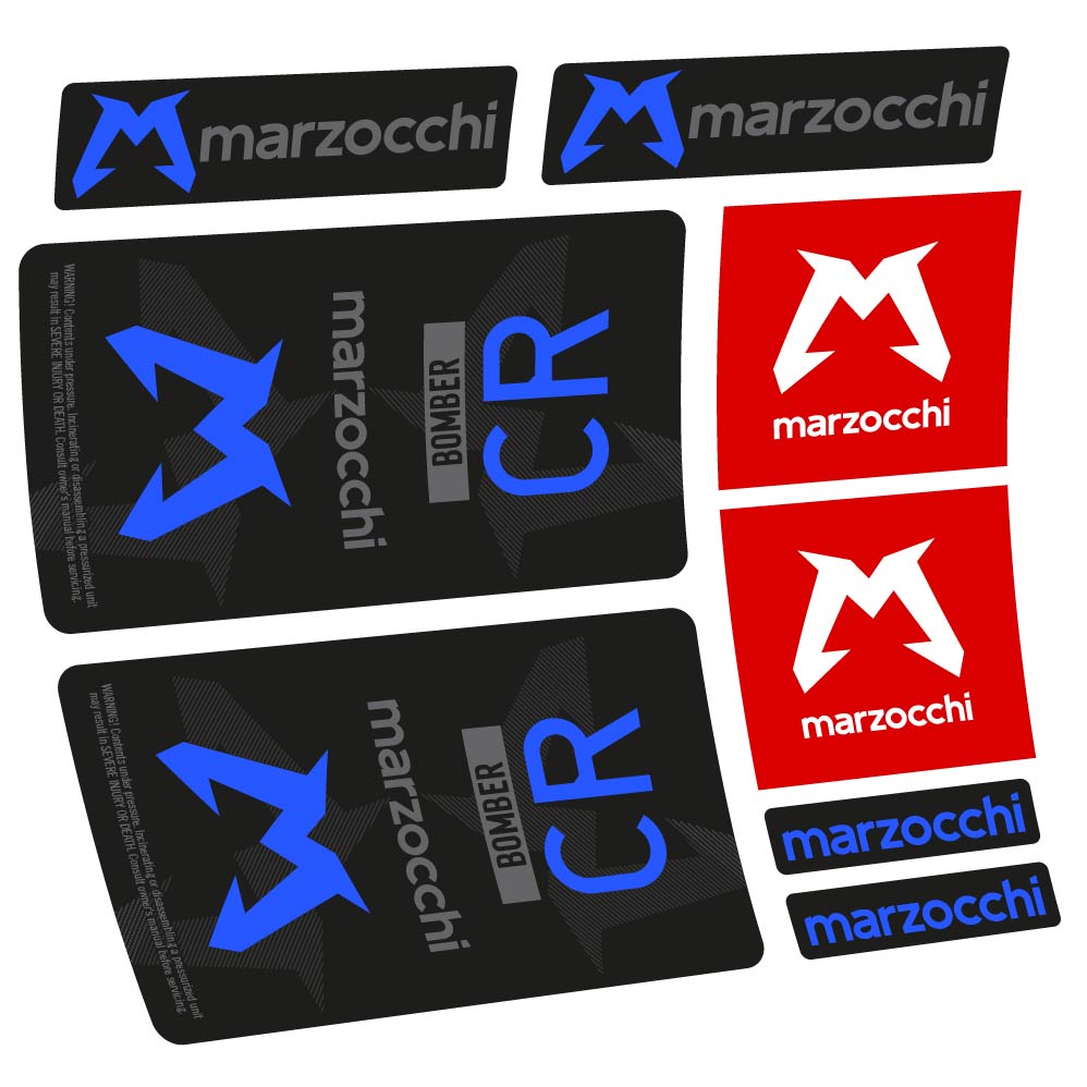 Stickers Marzocchi Bomber CR 2023-2024 compatibles - Autocollants amortisseur VTT