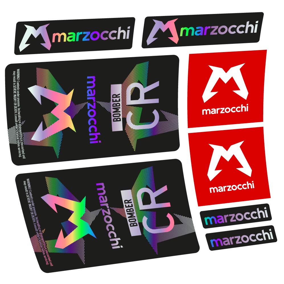 Stickers Marzocchi Bomber CR 2023-2024 compatibles - Autocollants amortisseur VTT