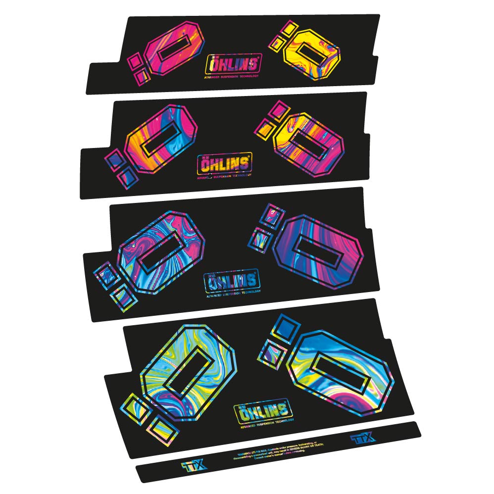 Stickers Ohlins TTX compatibles Autocollants amortisseur Route