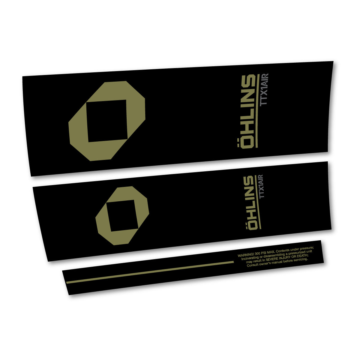 Stickers compatibles Ohlins TTX1 AIR M.2 2027 pour amortisseur – autocollants vinyle - Kaki