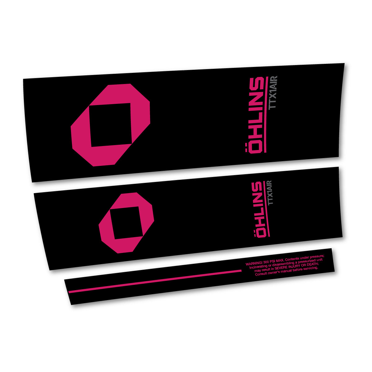 Stickers compatibles Ohlins TTX1 AIR M.2 2027 pour amortisseur – autocollants vinyle - Rose Foncé