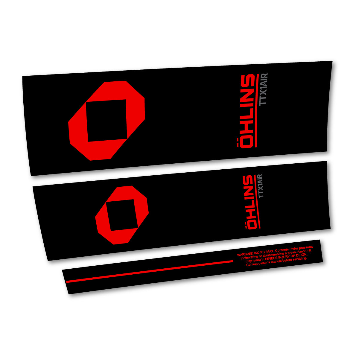 Stickers compatibles Ohlins TTX1 AIR M.2 2027 pour amortisseur – autocollants vinyle - Rouge