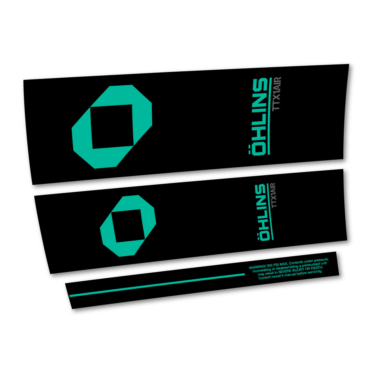 Stickers compatibles Ohlins TTX1 AIR M.2 2027 pour amortisseur – autocollants vinyle - Turquoise Vert