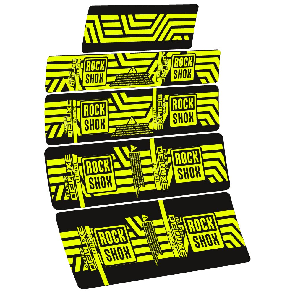 Stickers Rock Shox Super Deluxe Ultimate AXS 2023 compatibles Autocollants amortisseur VTT