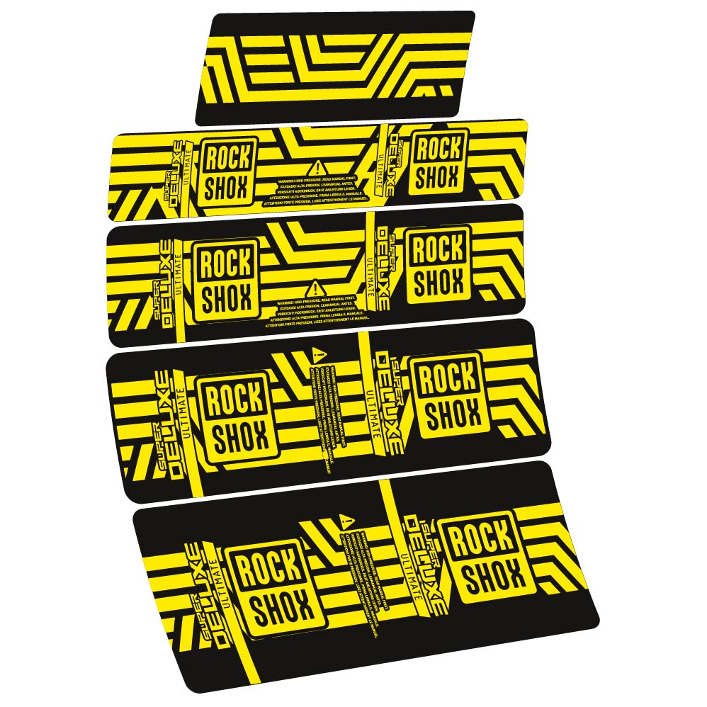 Stickers Rock Shox Super Deluxe Ultimate AXS 2023 compatibles Autocollants amortisseur VTT