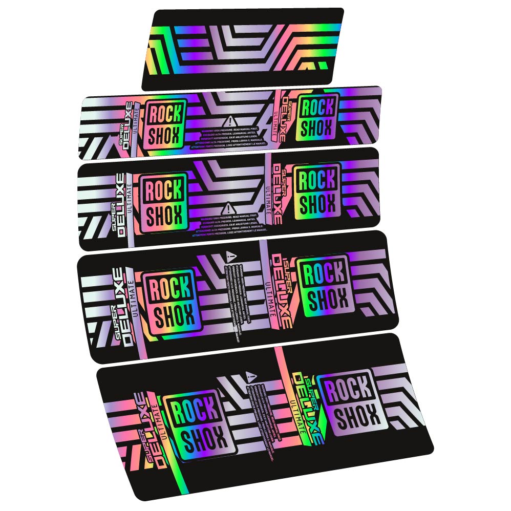 Stickers Rock Shox Super Deluxe Ultimate AXS 2023 compatibles Autocollants amortisseur VTT