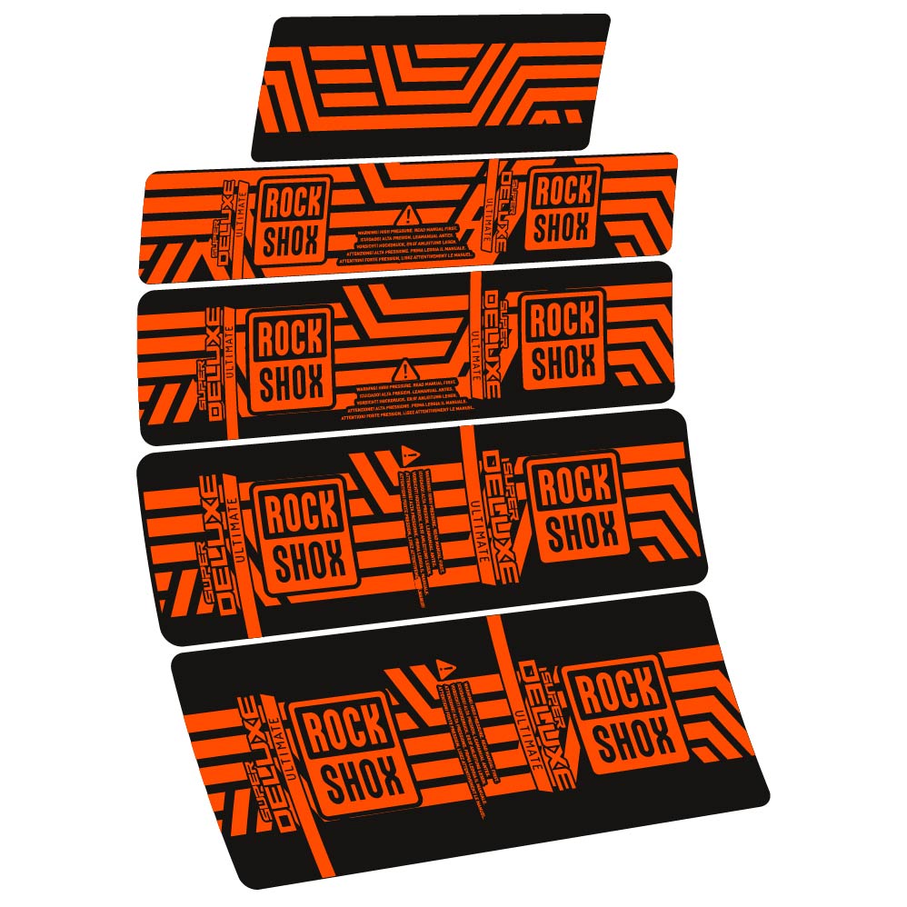 Stickers Rock Shox Super Deluxe Ultimate AXS 2023 compatibles Autocollants amortisseur VTT