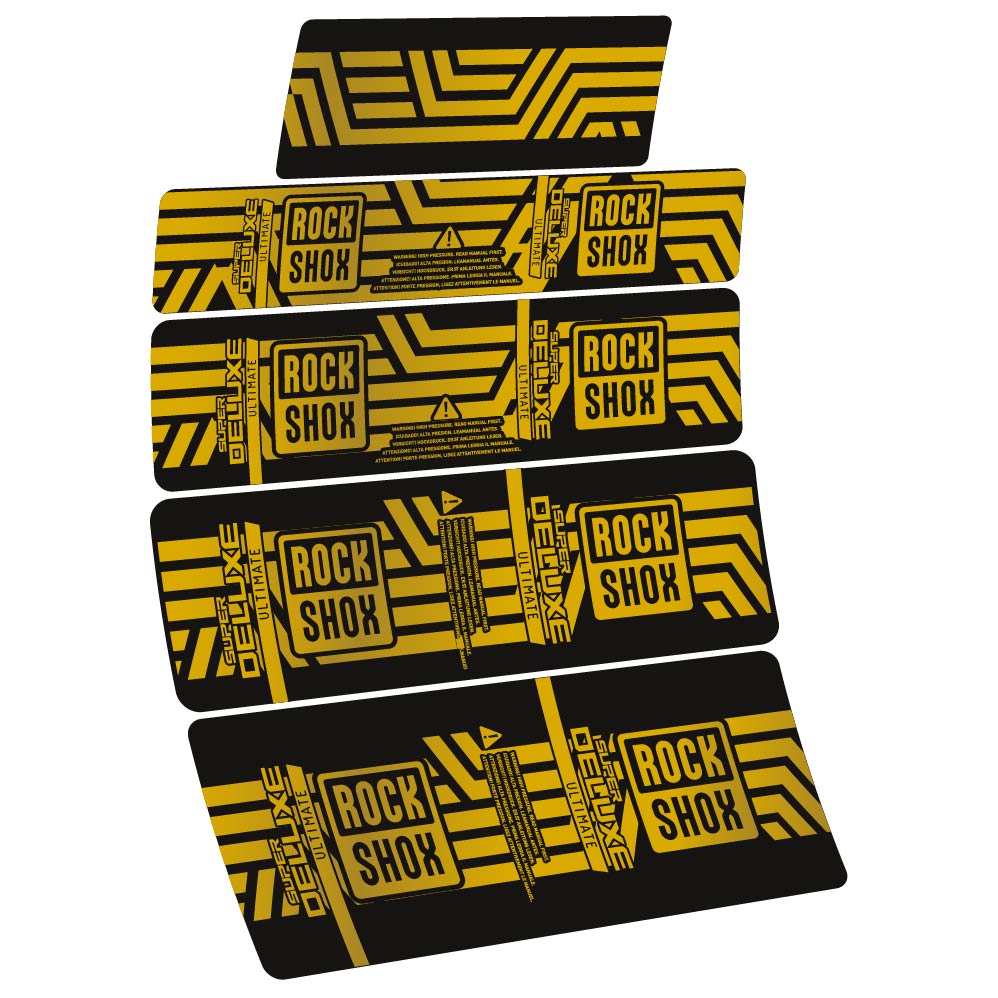 Stickers Rock Shox Super Deluxe Ultimate AXS 2023 compatibles Autocollants amortisseur VTT