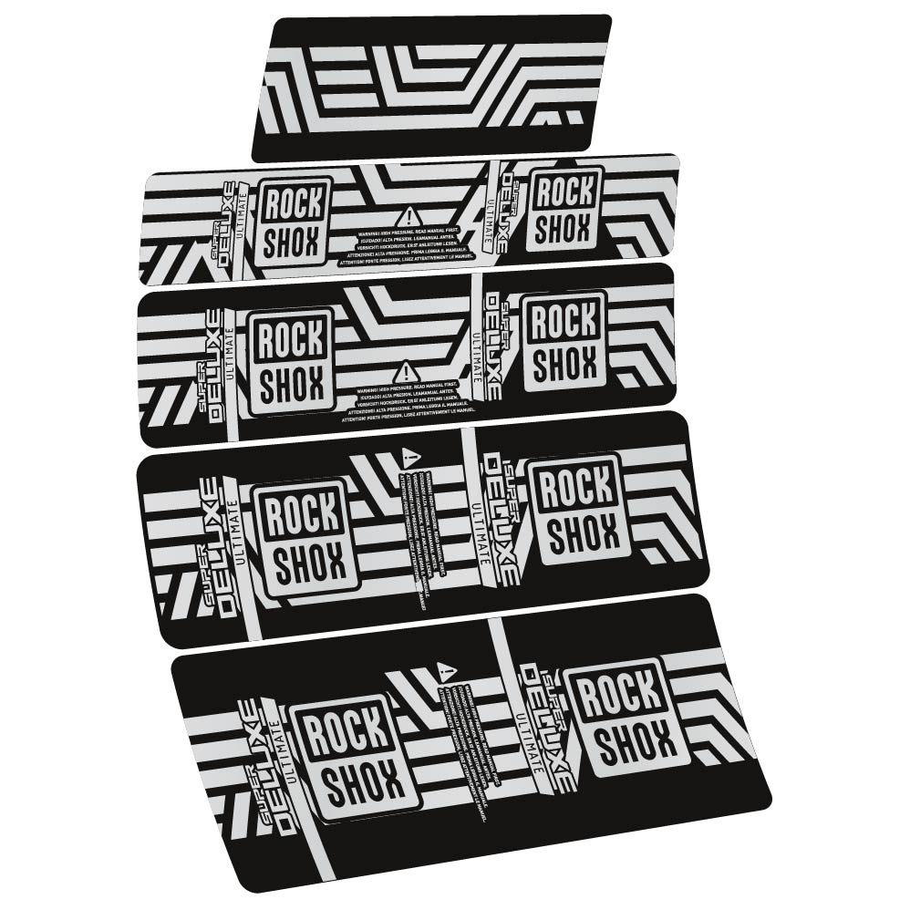 Stickers Rock Shox Super Deluxe Ultimate AXS 2023 compatibles Autocollants amortisseur VTT