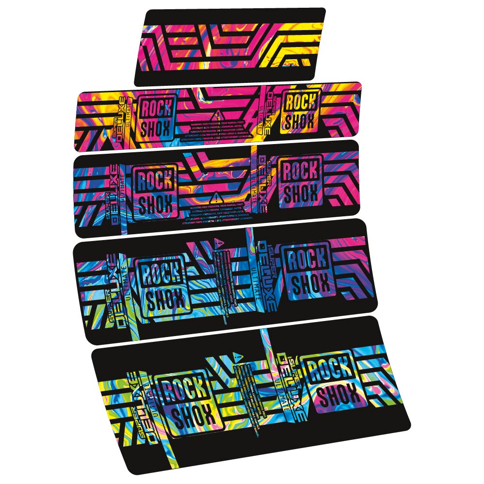 Stickers Rock Shox Super Deluxe Ultimate AXS 2023 compatibles Autocollants amortisseur VTT