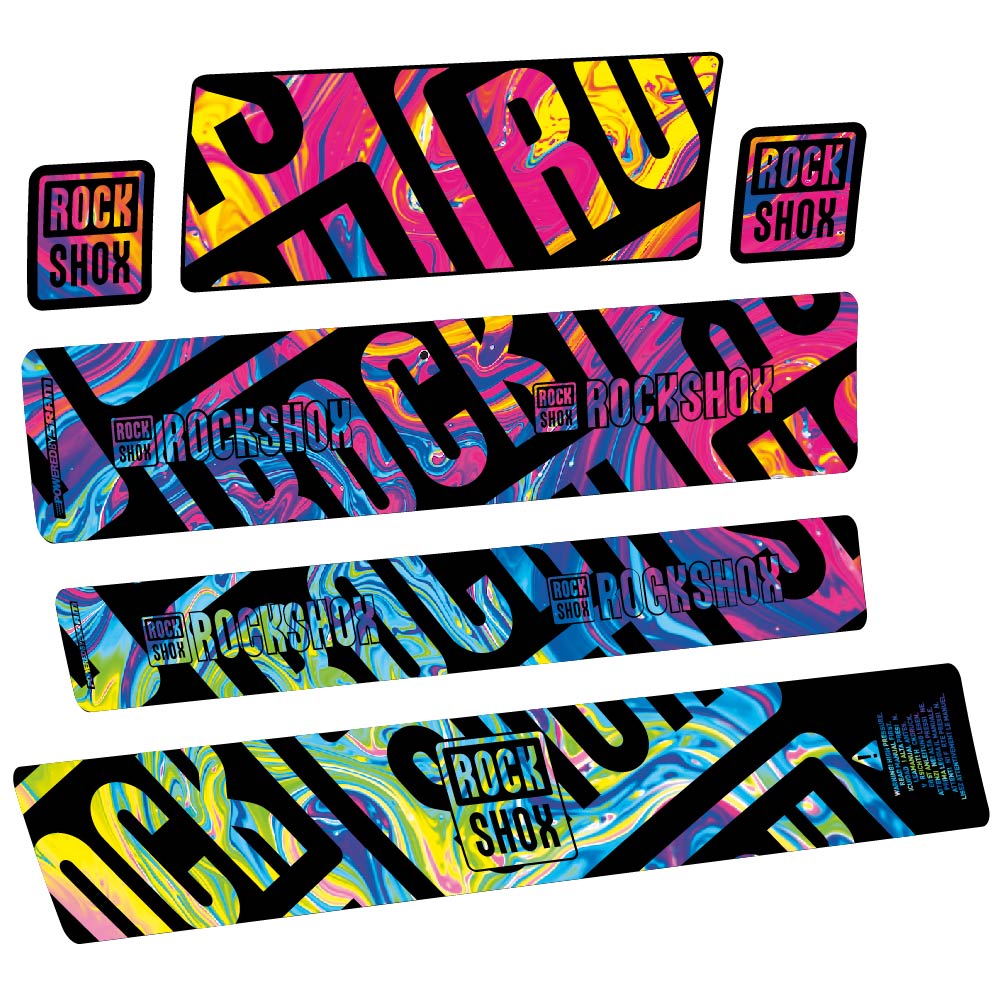 Stickers Rock Shox Supe Deluxe MegNeg MY23 compatibles Autocollants amortisseur VTT