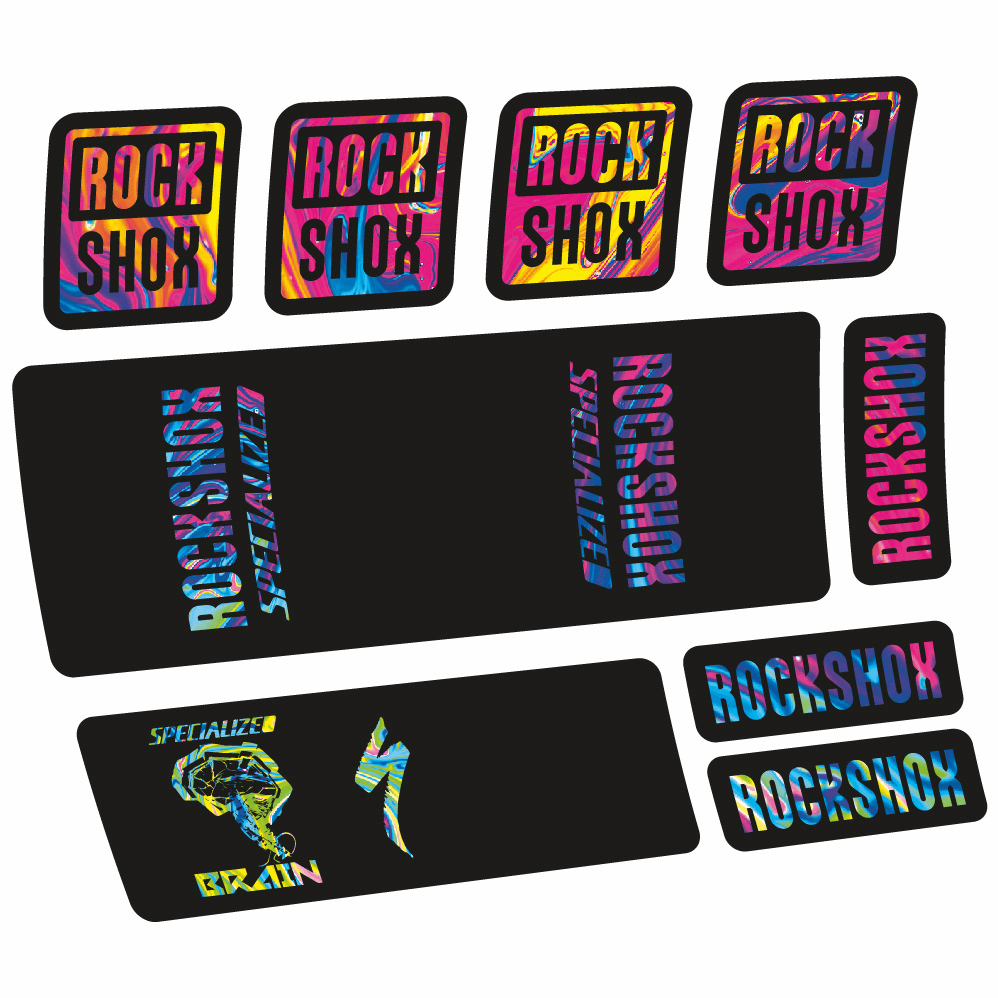 Stickers Rock Shox Specialized Micro Brain 2018 compatibles Autocollants amortisseur VTT
