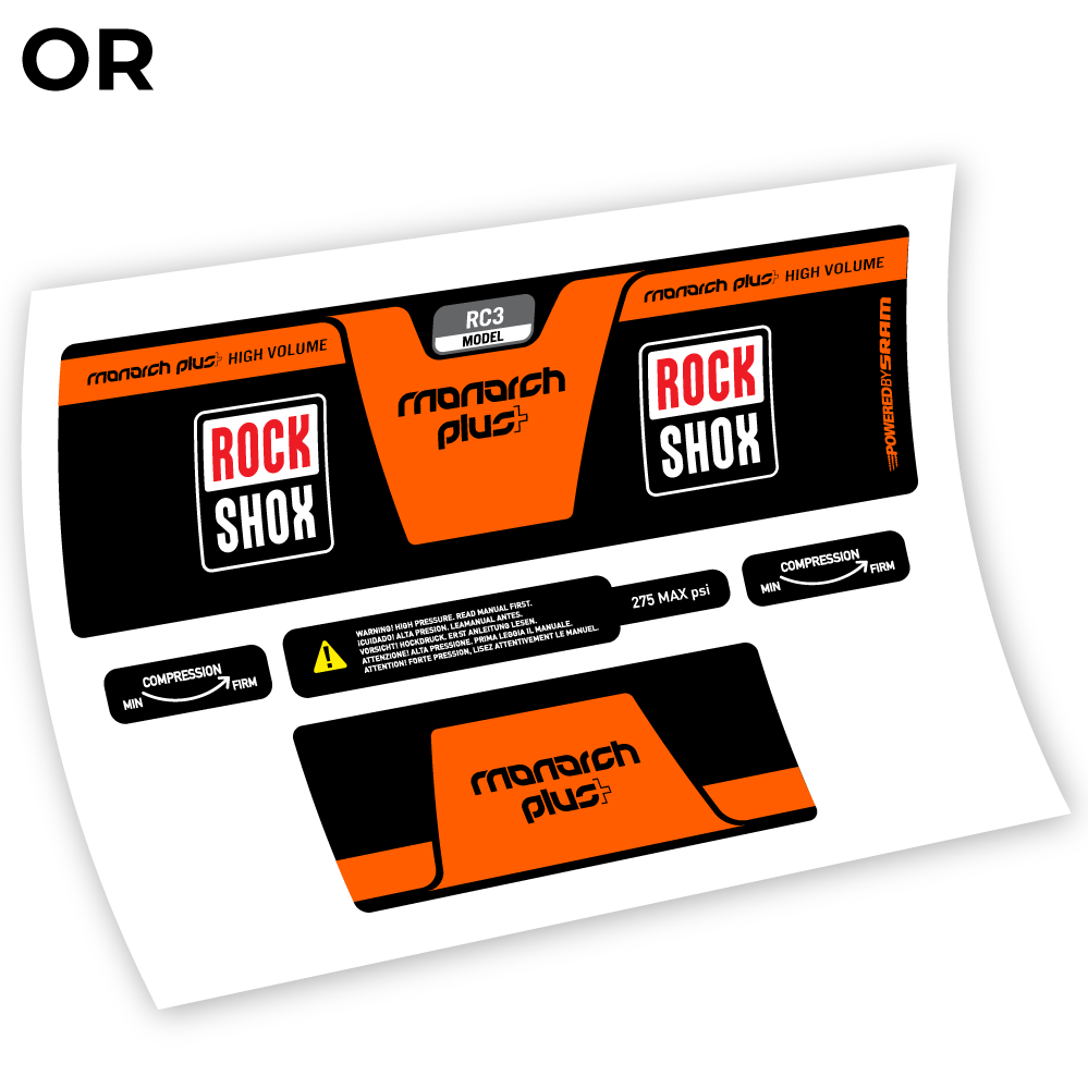 Stickers Rock Shox Monarch Plus High Volume 2014 compatibles Autocollants amortisseur VTT