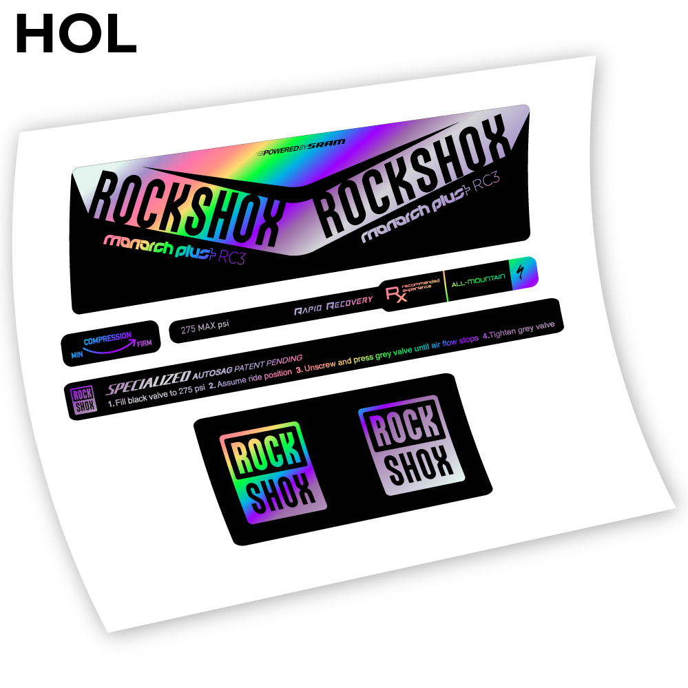 Stickers Rock Shox Monarch Plus RC3 Specialized Autosag 2016 Autocollants amortisseur VTT