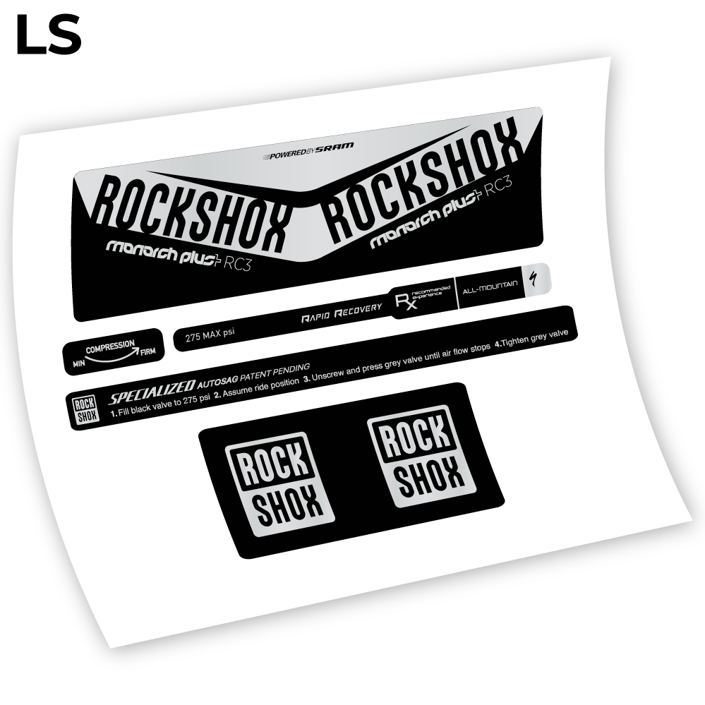 Stickers Rock Shox Monarch Plus RC3 Specialized Autosag 2016 Autocollants amortisseur VTT