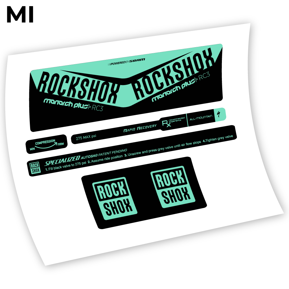 Stickers Rock Shox Monarch Plus RC3 Specialized Autosag 2016 Autocollants amortisseur VTT