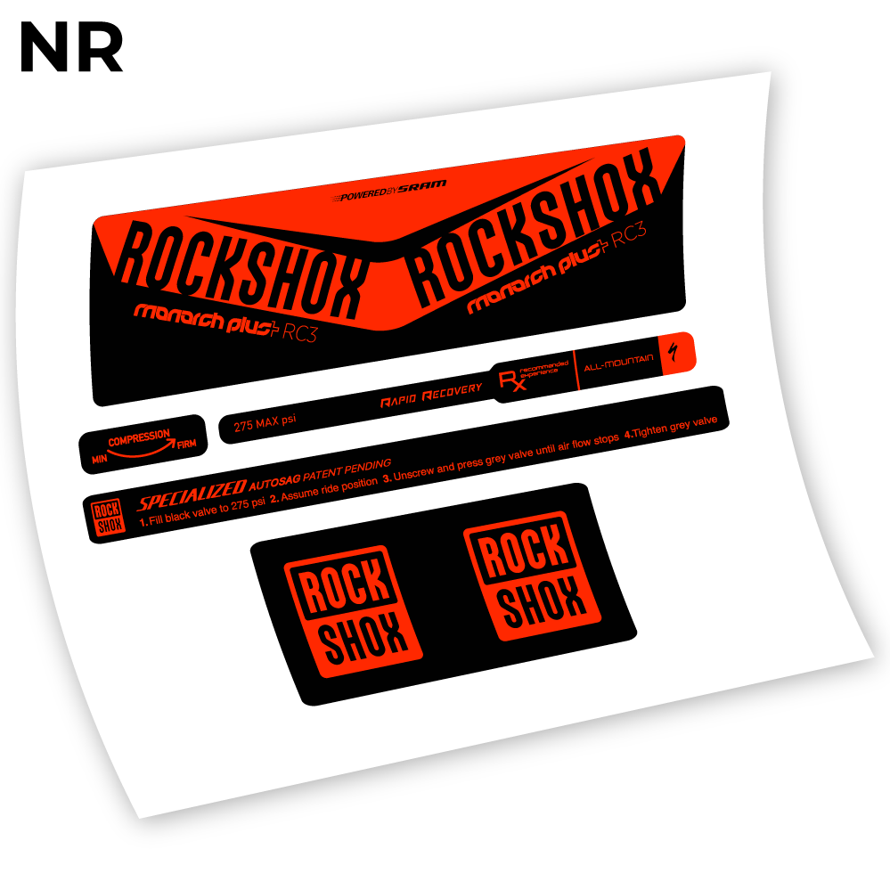Stickers Rock Shox Monarch Plus RC3 Specialized Autosag 2016 Autocollants amortisseur VTT