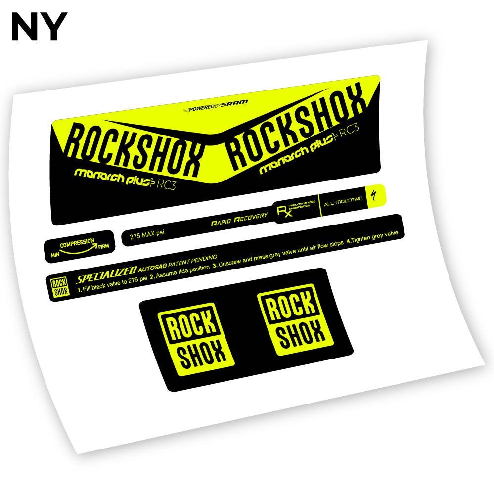 Stickers Rock Shox Monarch Plus RC3 Specialized Autosag 2016 Autocollants amortisseur VTT