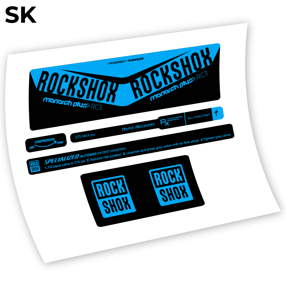 Stickers Rock Shox Monarch Plus RC3 Specialized Autosag 2016 Autocollants amortisseur VTT