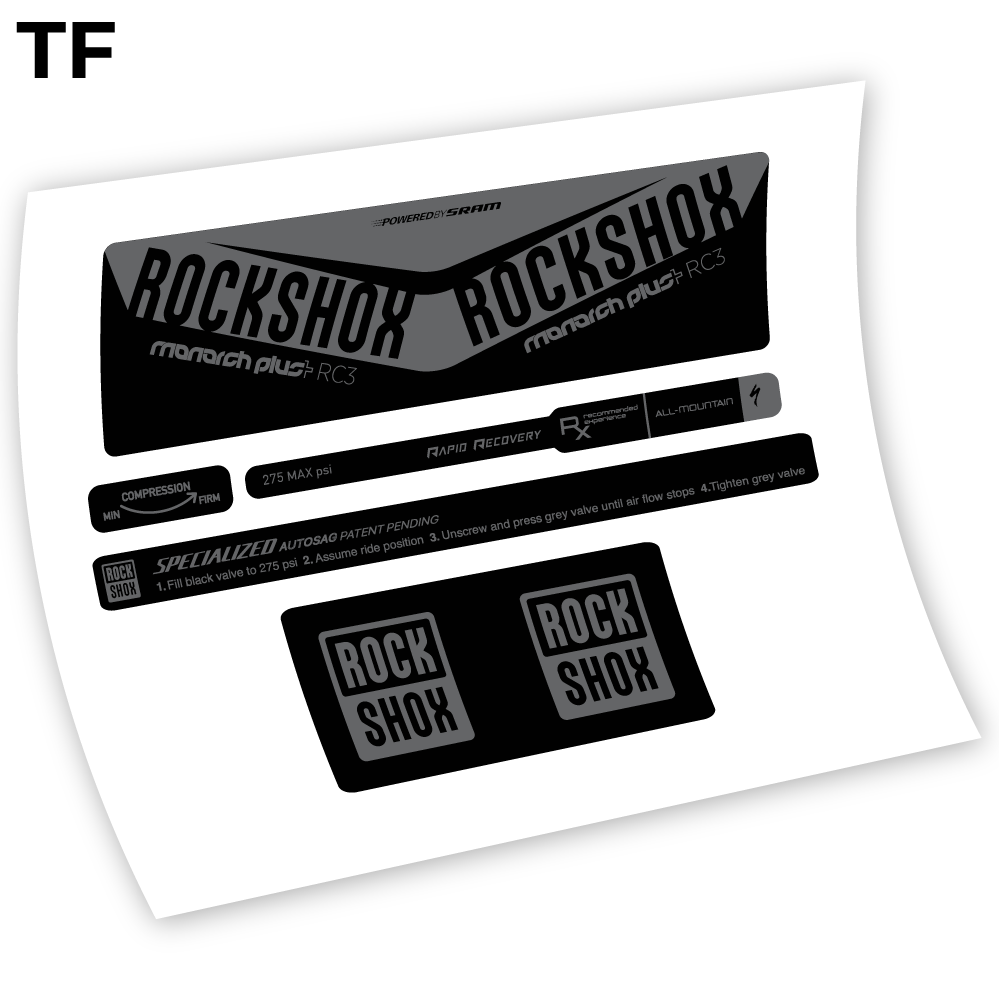 Stickers Rock Shox Monarch Plus RC3 Specialized Autosag 2016 Autocollants amortisseur VTT