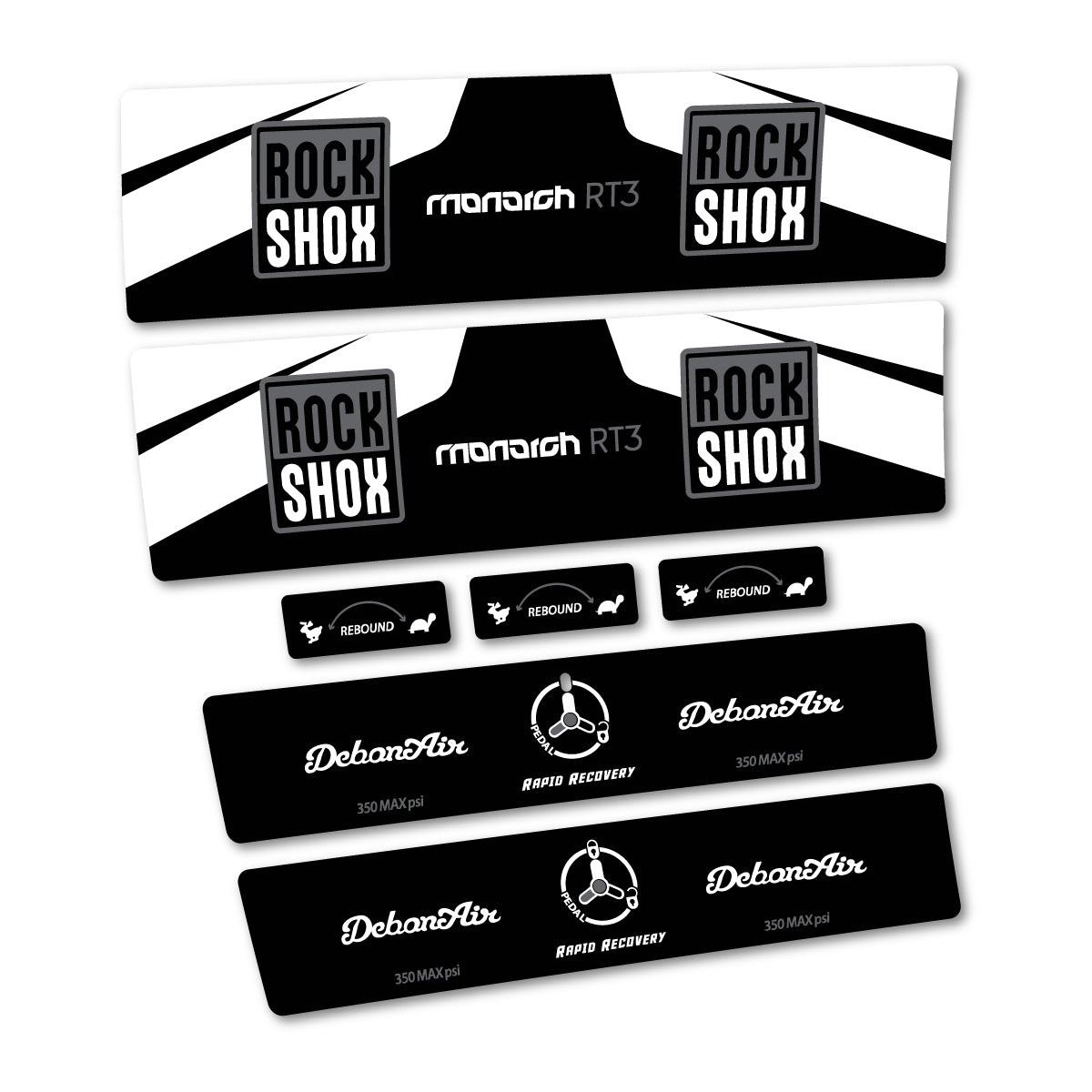 Stickers compatibles RockShox Monarch Plus RC3 2016 pour amortisseur – autocollants vinyle - Blanc
