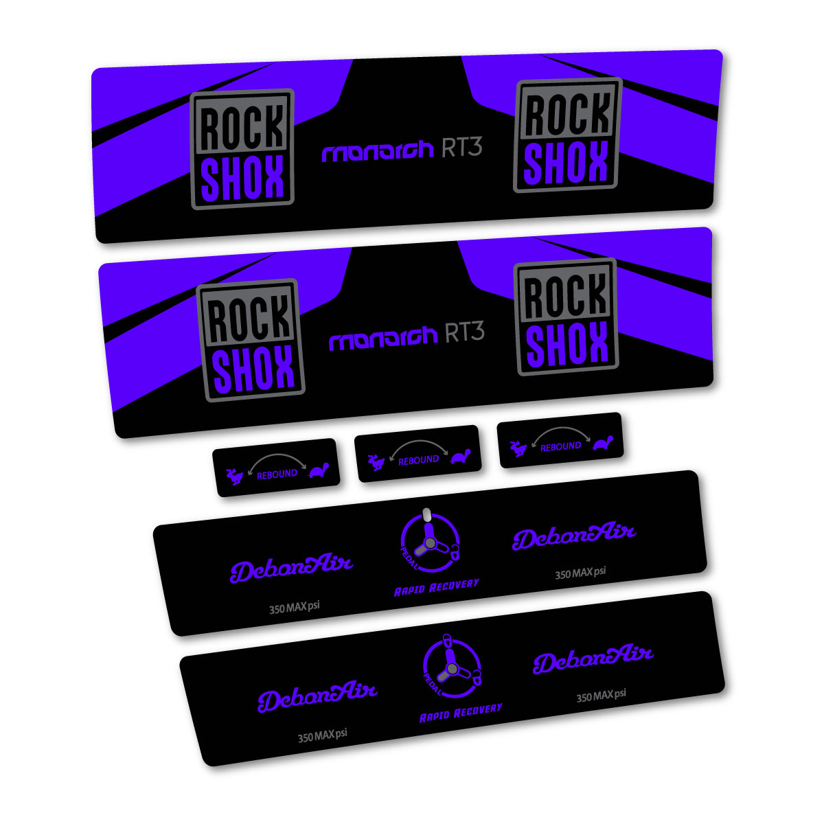 Stickers compatibles RockShox Monarch Plus RC3 2016 pour amortisseur – autocollants vinyle - Bleu Reflex